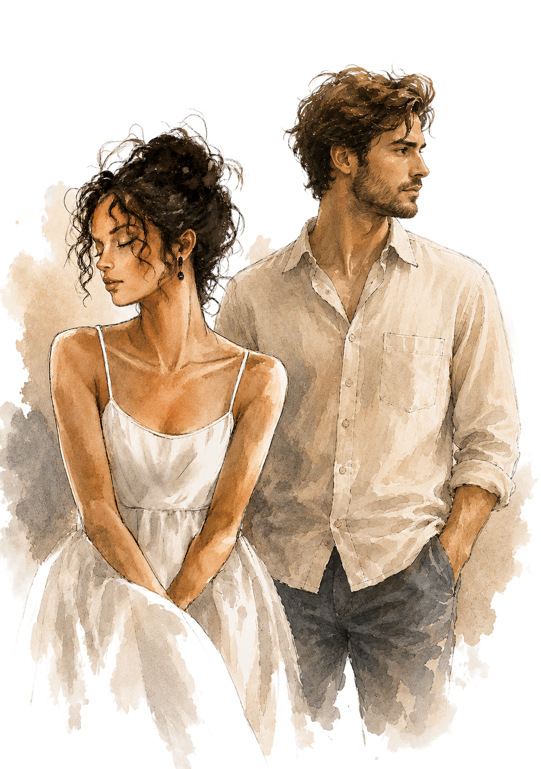 Watercolor illustration of a couple