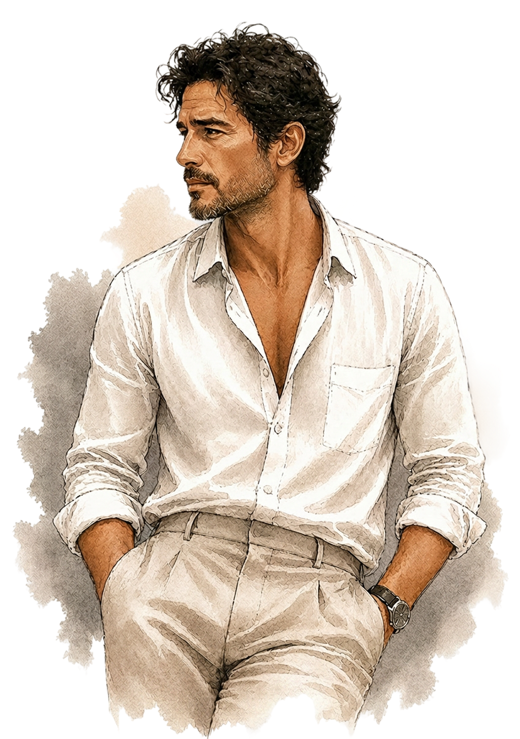 Watercolor portrait of a man